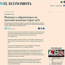 Fusiones y adquisiciones en mercado mexicano bajan 22%